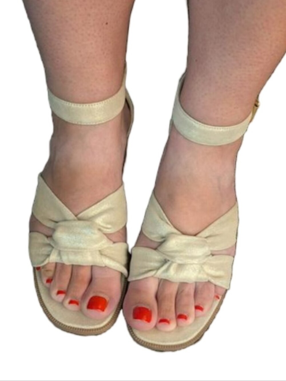 Vionic Women's Maia Sandals in gold metallic leather knotted strap Size 7 New - Picture 5 of 13